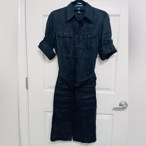 Ralph Lauren Black Linen Long Sleeve Dress,size 6